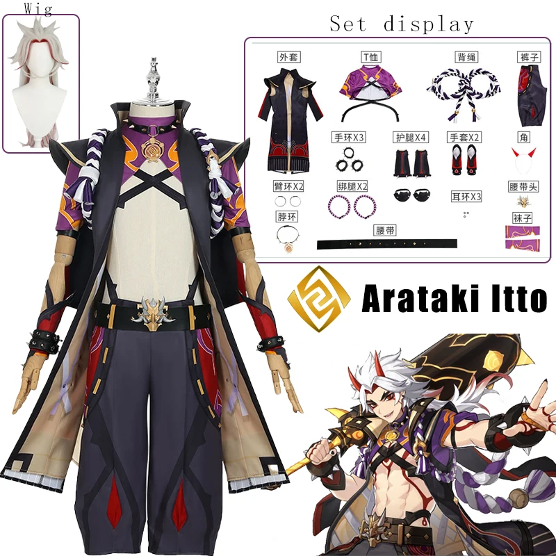 Prêmio Genshin Impact Arataki Itto Anime Cosplay Model Acessórios, Traje  Cosplay- Arataki Itto Cosplay Outfit Com Headwear Traje Adulto Mulheres  Homens Meninos : : Moda