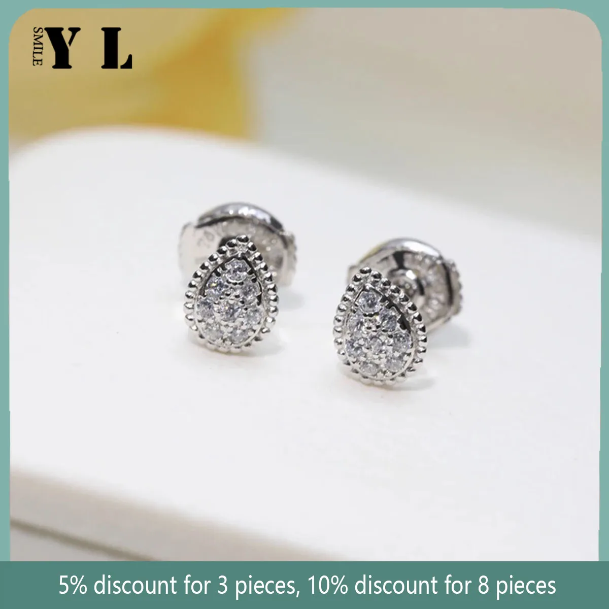 

Hot 2023 Pure 925 Sterling Silver Earrings Water Drop Full Diamond Stud Earrings Bohemia Cute Design Fine Luxury Brand Dangle