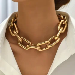 Chunky Twisted Lock Punk Hip Hop Chain Necklace - Vintage Steampunk Grunge Jewelry (Gold)