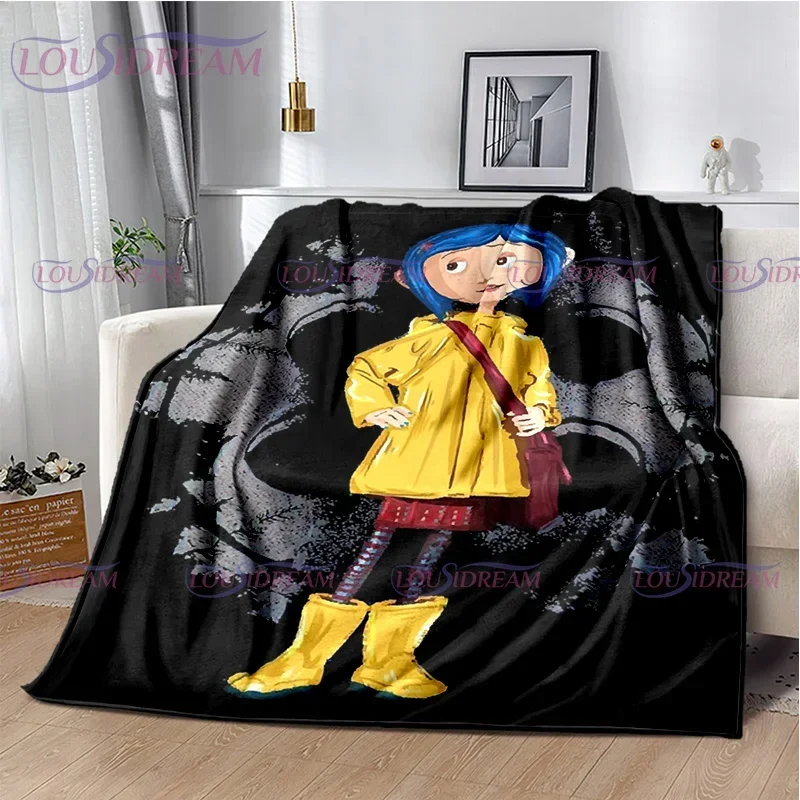 Gothic Style Animation Coraline Print Blanket Children's Blanket Family Napping Sofa Blanket Bed Warm Blanket Soft Bedspread 3