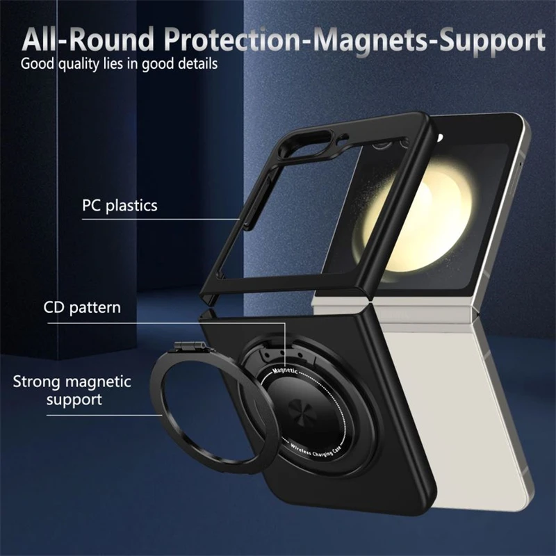 Magnetic Ring Kickstand Case with 360° Rotation and Holder Compatibility