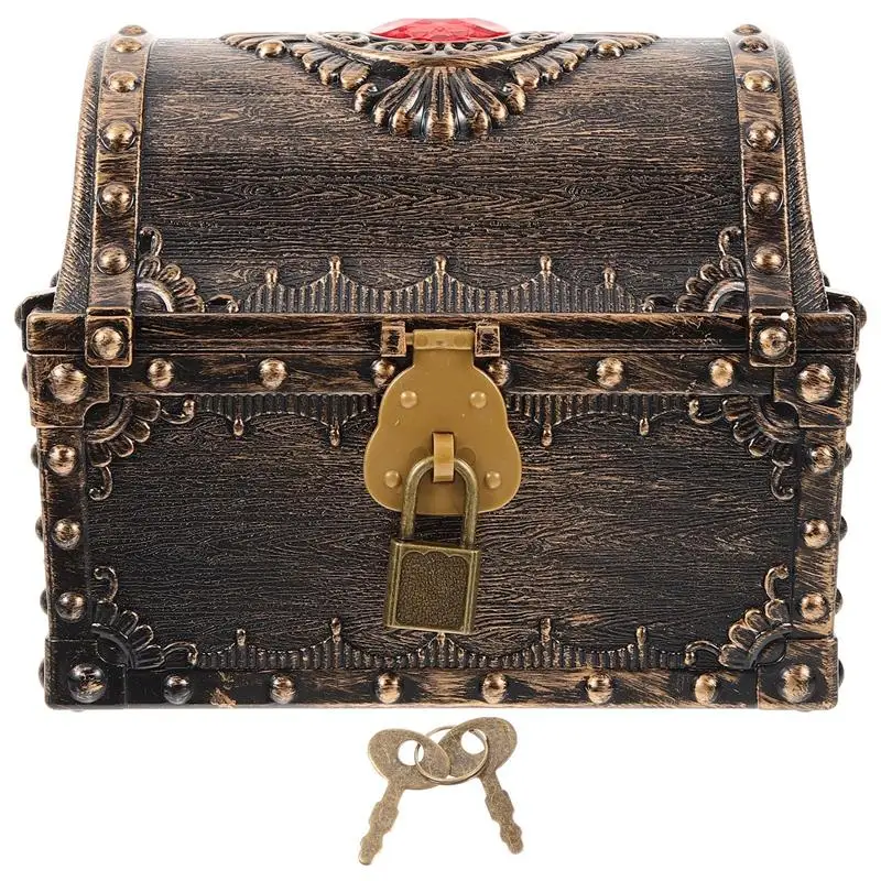 Small Treasure Box Pirate Chest Vintage Treasure Box Small Treasure Chest with Lock and Key 4