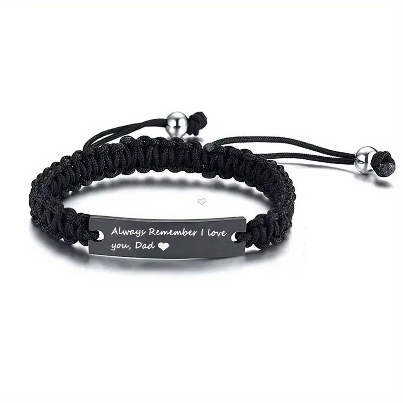 Handgemachte schwarze Edelstahl inspirierende gewebte Armbänder für Papa Mutter Tochter Sohn Geschenke