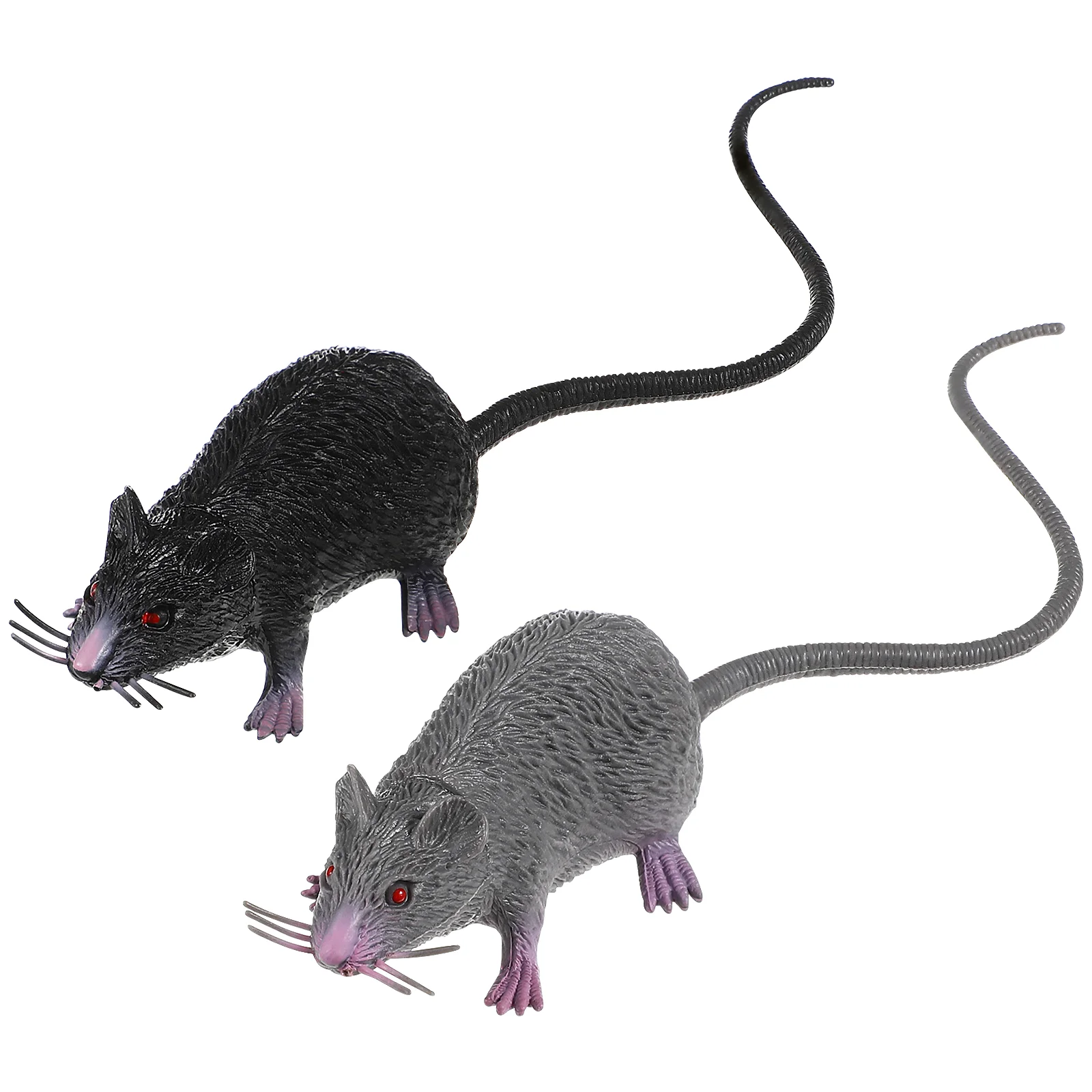 

2pcs Mouse Model Lifelike Rat Figurines Mice Horrible for Joke Decoration ( Black, Gray )