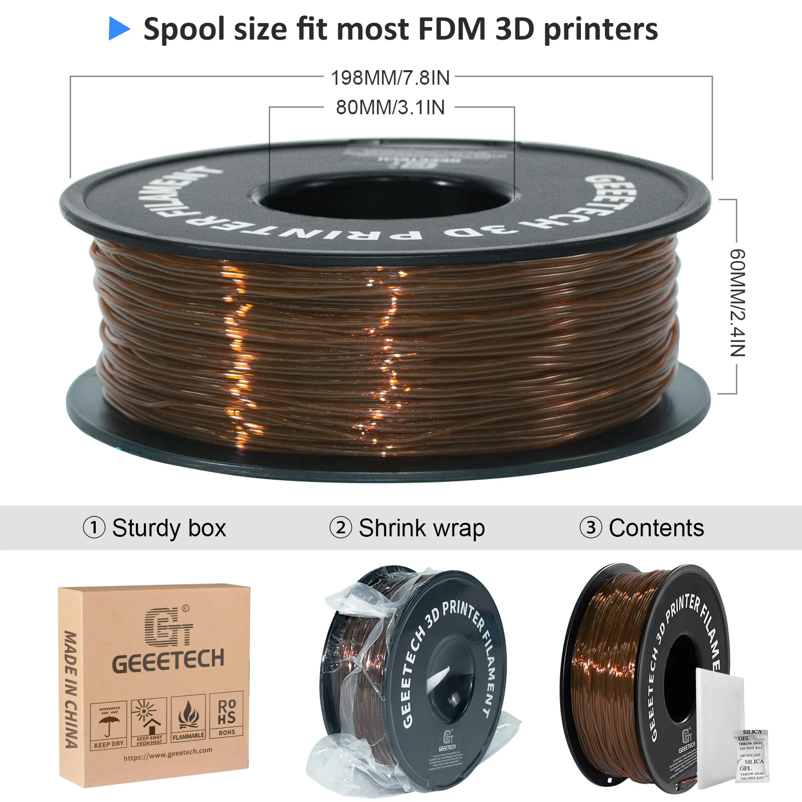 Flexible TPU 3D Printing Filament - 1KG Spool - 1.75mm Diameter - Fast International Shipping