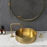 3 Colors Luxury Bathroom Sinks Golden Stainless Steel Above Counter Basin Home Wash Basin Bathroom Fixture Washing Sink z 2