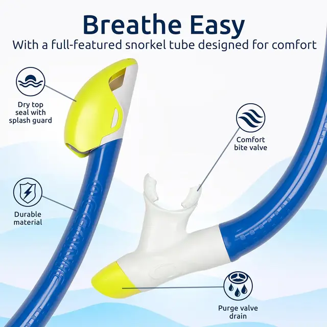 Scuba Diving Snorkel Set - Panoramic Wide View Tempered Glass Mask, Snorkel, Fins & Mesh Carry Bag