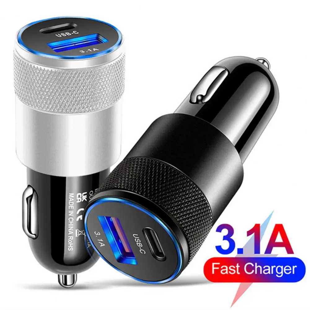 Car Charger  Reliable No Damage ABS  USB+PD Car Phone Charger Car Supply