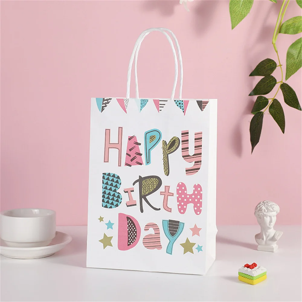 4 pezzi sacchetti regalo di buon compleanno con manico sacchetti di  imballaggio di caramelle di carta di compleanno per bambini forniture per  decorazioni per sacchetti regalo per feste di compleanno - AliExpress