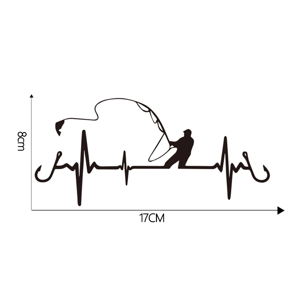 Fishing Heartbeat Car Decal Sticker Waterproof Vinyl Car Window Bumper Trunk Auto Side Body Sticker