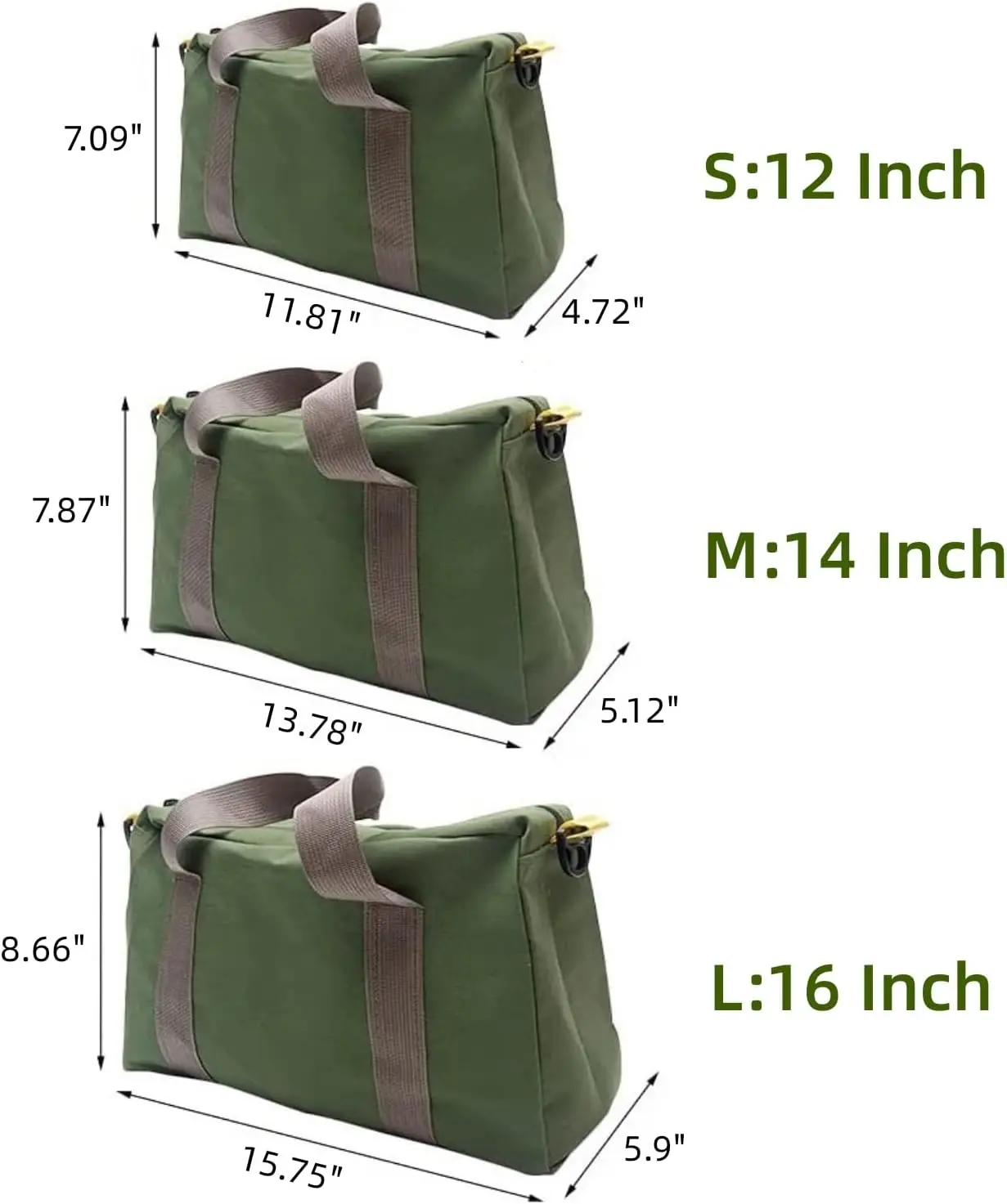 Tool Bag Wide Mouth Canvas Heavy Duty Storage Large Capacity Tote Bag For Electricians Power