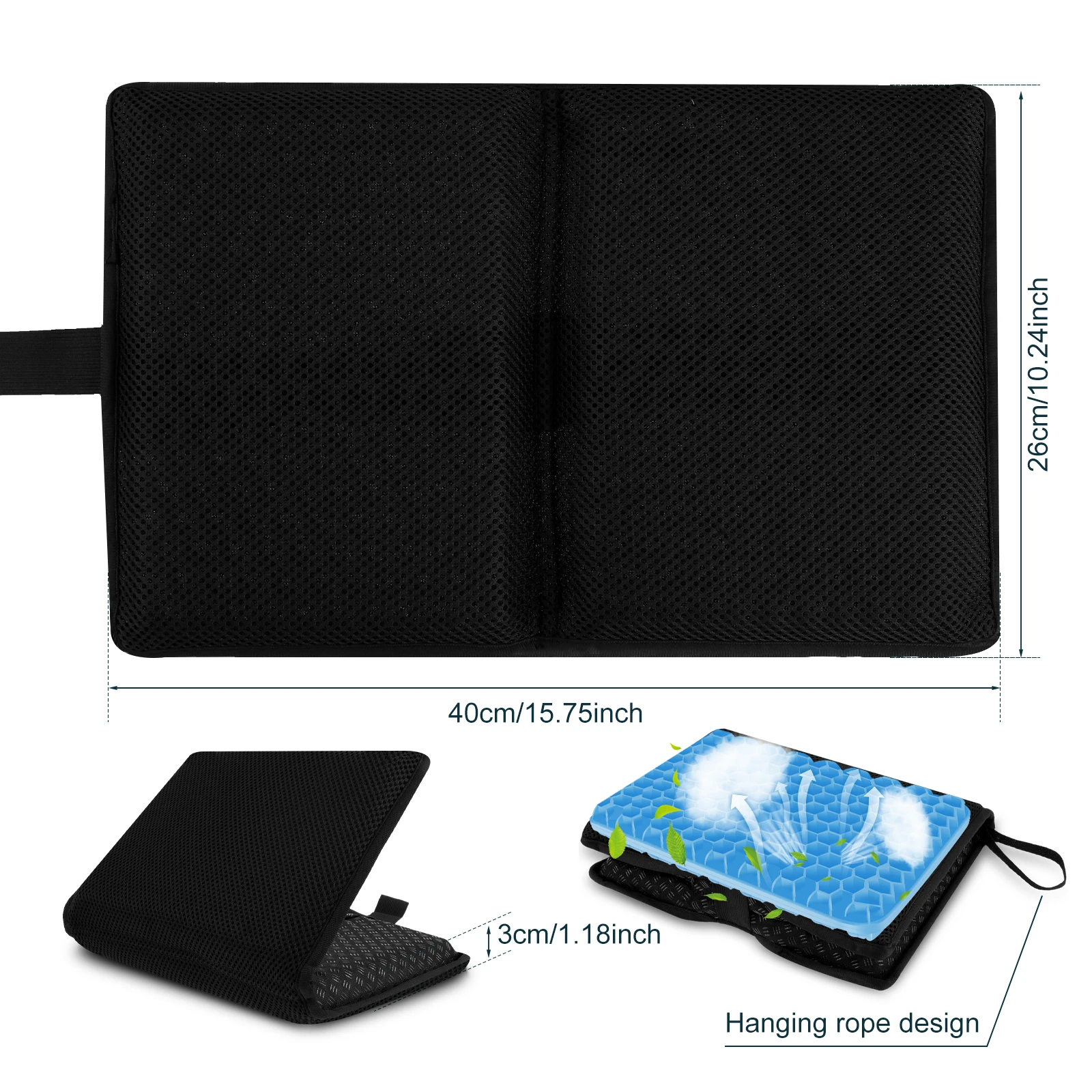 Gel Honeycomb Portable Seat Cushion for Travel and Office