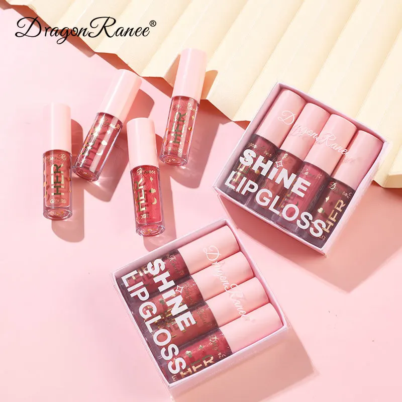 Bright Lip Gloss Lip Glaze 4-pack with Fine Sparkling Lip Gloss that does not fade and is easy to apply. Dudu Lip Sparkling Lip 4