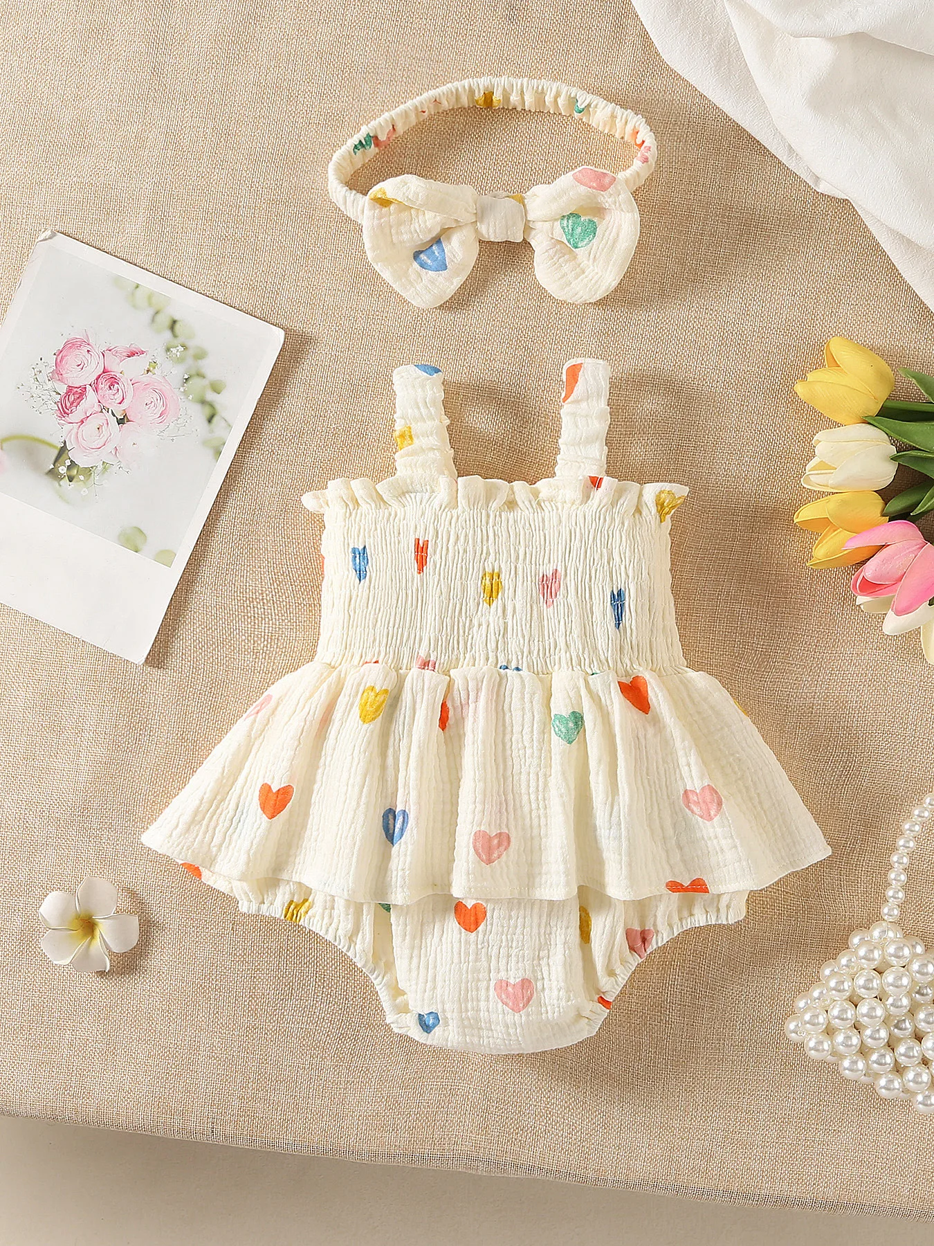 Cotton Baby Girls Heart Print Bodysuit