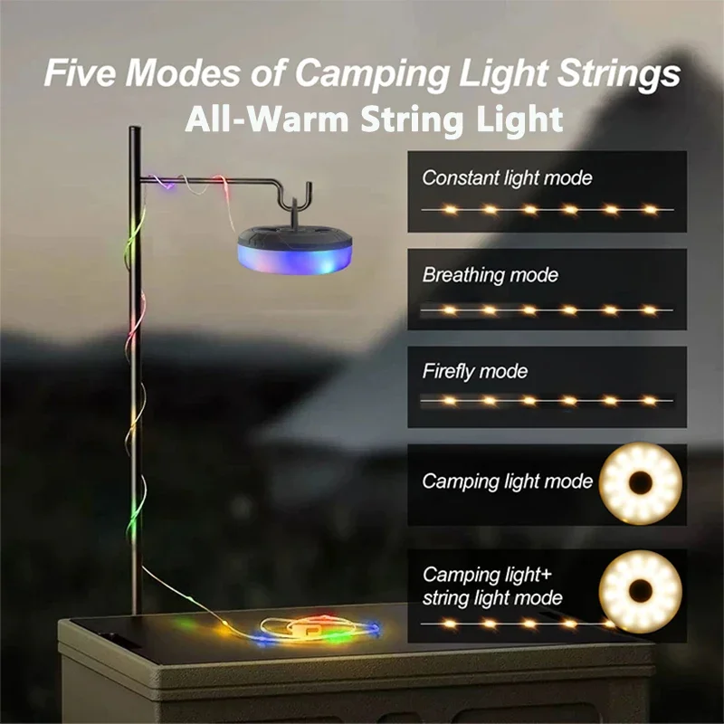 LED Camping Lamp Strip 10M Length Waterproof Recyclable Light Belt Outdoor Garden Decoration Lamp for Tent Room