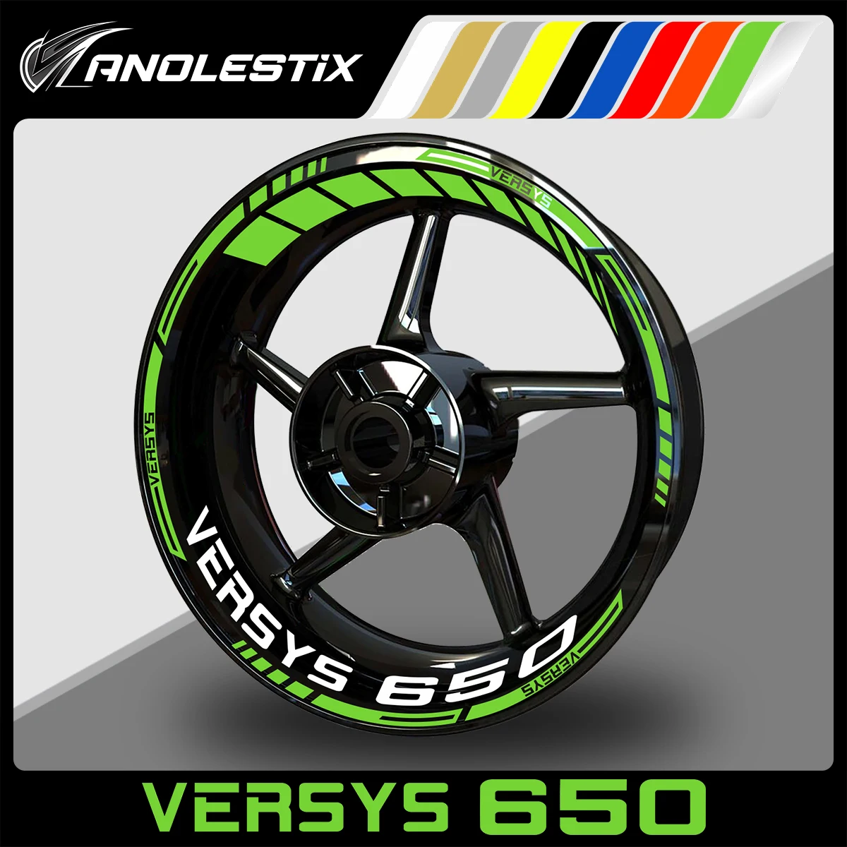 AnoleStix Reflective Motorcycle Wheel Sticker Hub Decal Rim Stripe Tape For Kawasaki Versys 650 LT 2023 2022 2021 2020