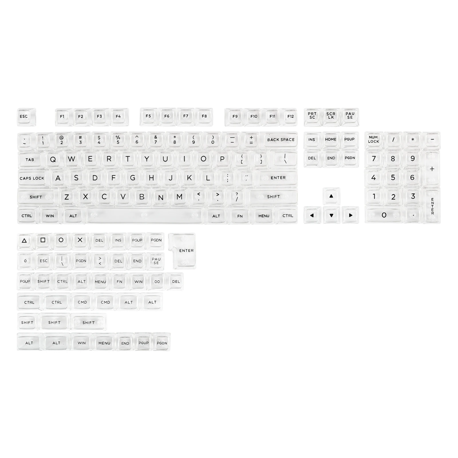 Kiiboom-keycaps pc Transparente Definido para Teclado Mecânico Gaming Espectro Luminoso Asa Perfil 146 Teclas - Imagem 4