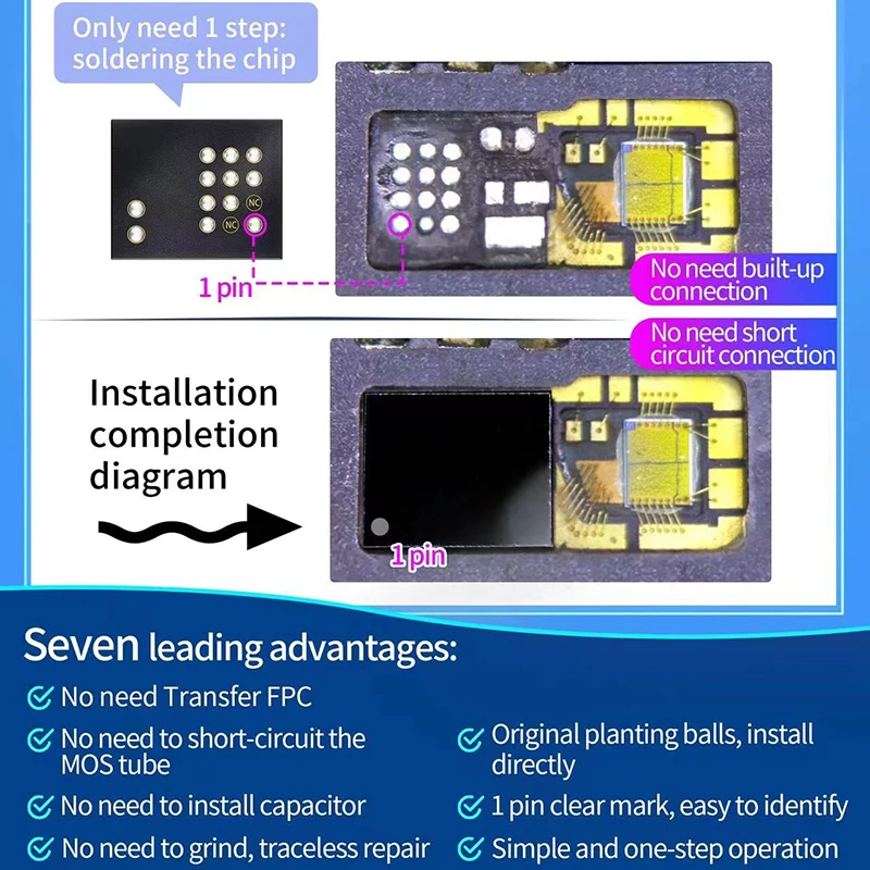 

JCID All IN One Dot Matrix Protector IC Chip No Need Transfer FPC/Install Capacitor For iPhone X-12 Pro Max Face ID Repair