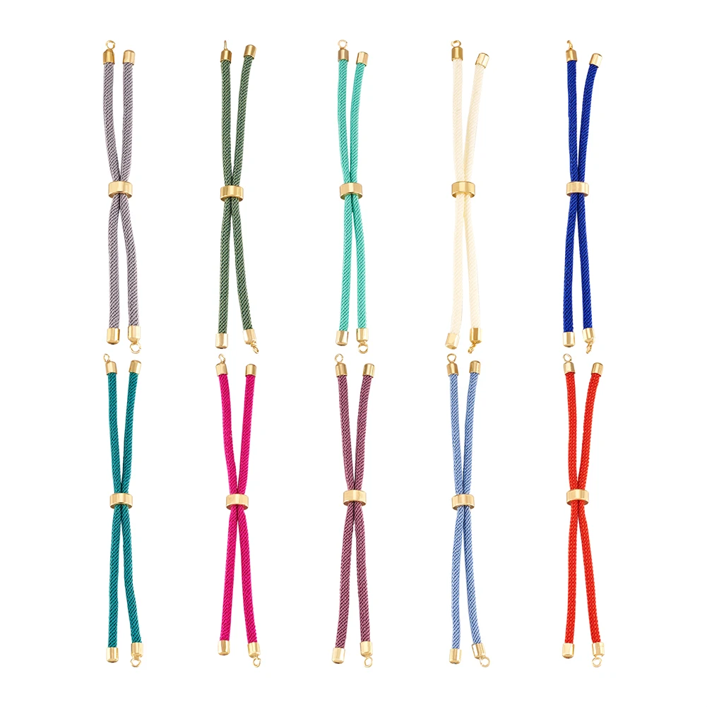 10Pcs Braided Twisted Nylon Cords with Adjustable Extension Tail Chain Lobster Clasps Connector For Bracelet Jewelry