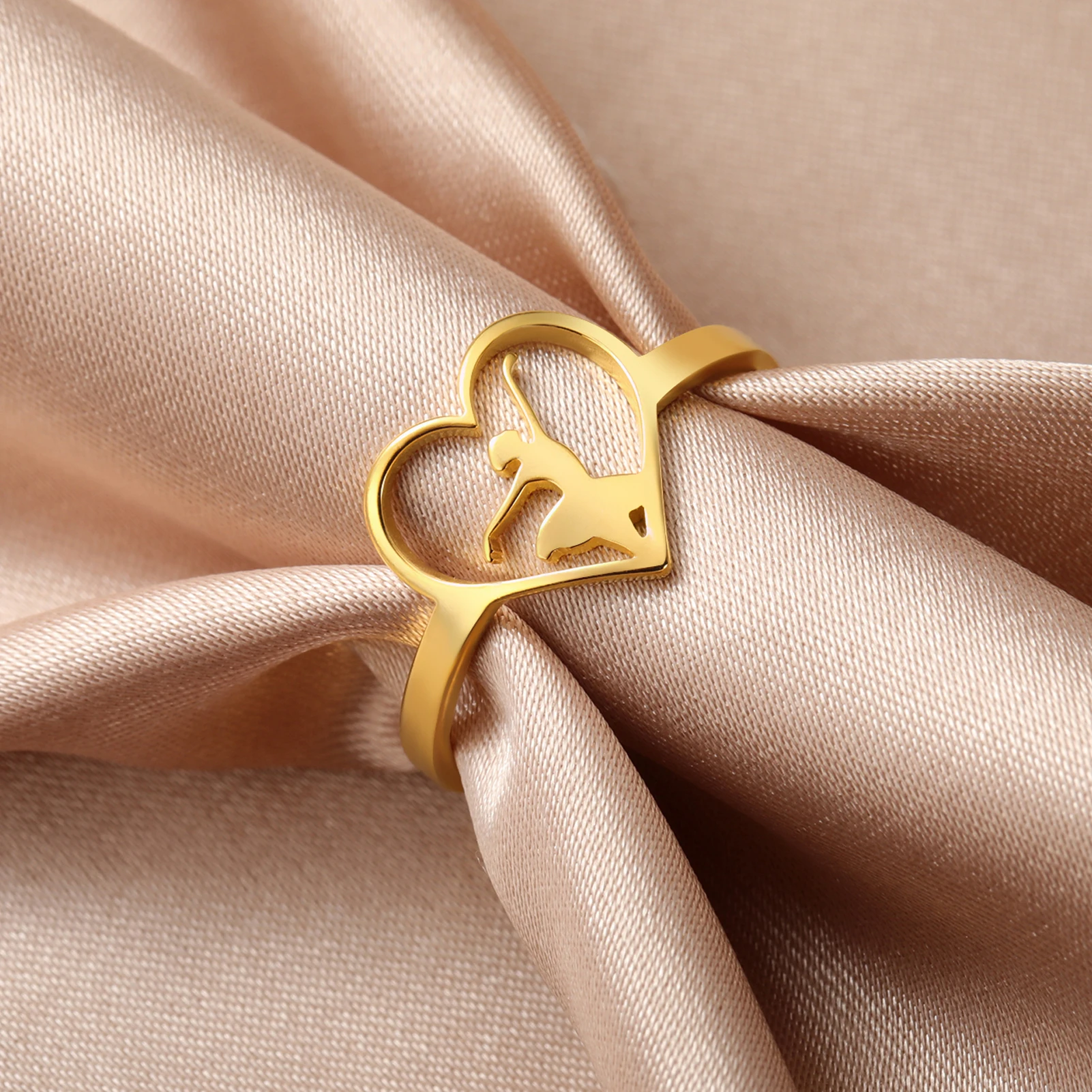 COOLTIME Ballerina tanzendes Mädchen Herzring für Frauen Edelstahl Ballett tänzer Fingerring Modeschmuck Musik Party Geschenke – Detail 11