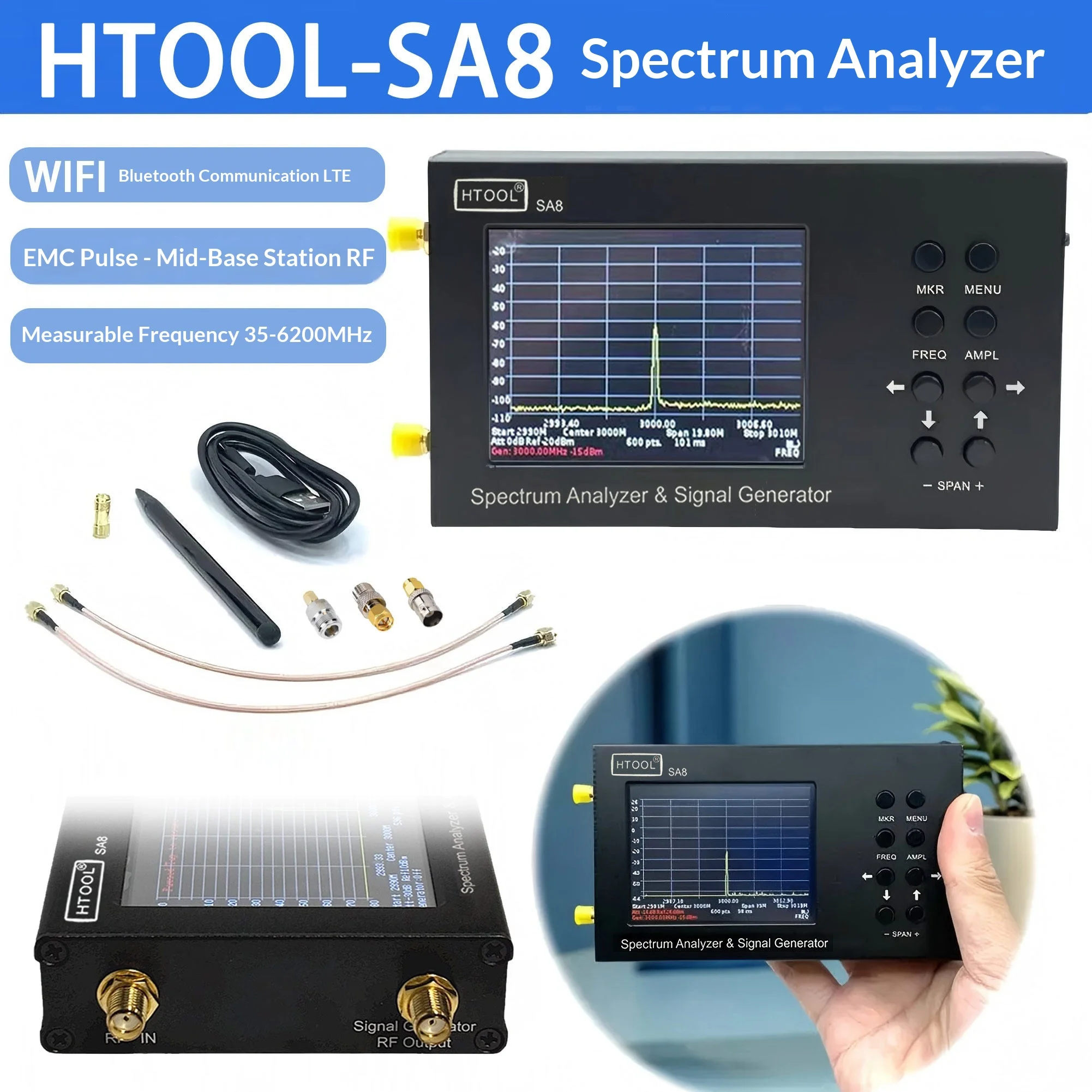 SA8 6G ? ? 스펙트럼 분석기 + 근거리 프로브 + 로그 주기 안테나 + 신호 증폭기 RF 로라