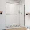 56-60 in W X 70 3/8 in. H Semi-Frameless Sliding Shower Door in Brushed Nickel and Clear Glass with 5mm Glass 1