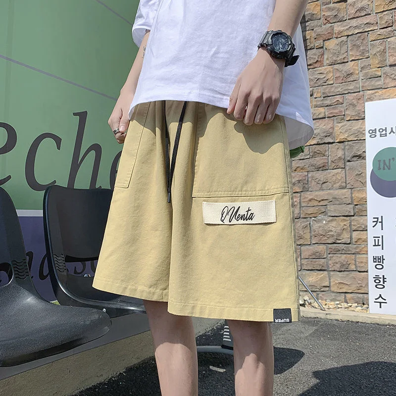 

Creative Printed Casual Shorts Men's Sports Wide Leg Straight Pants Loose Street Trend 5-points Big Pocket Overalls Summer Thin