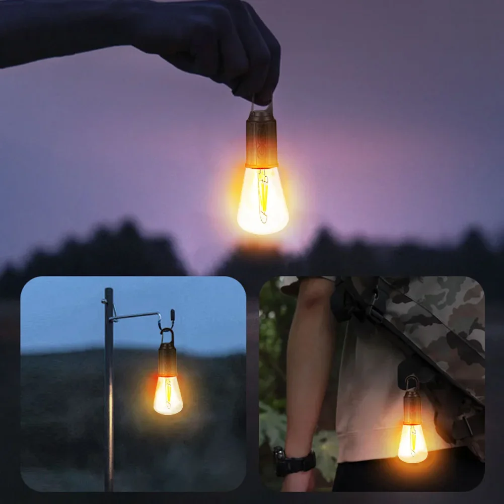 Portable Camping Light 600mAh LED Camping Lamp with Hook Portable Lighting Lantern Type C Charging Waterproof for Hiking Fishing