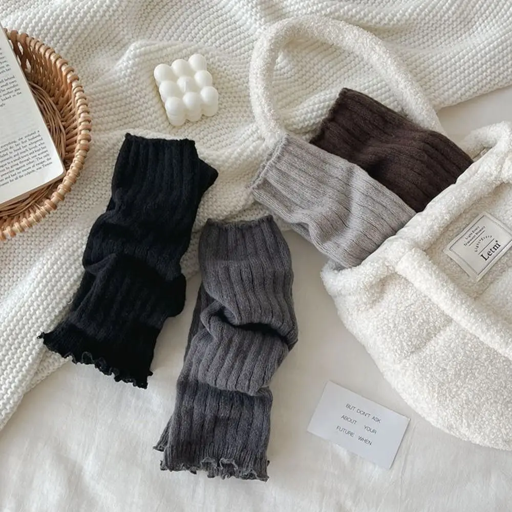 Einfarbig stricken Beinlinge niedlich süß warm warm Fuß abdeckung Stiefels ocken Frauen Mädchen – Detail 12