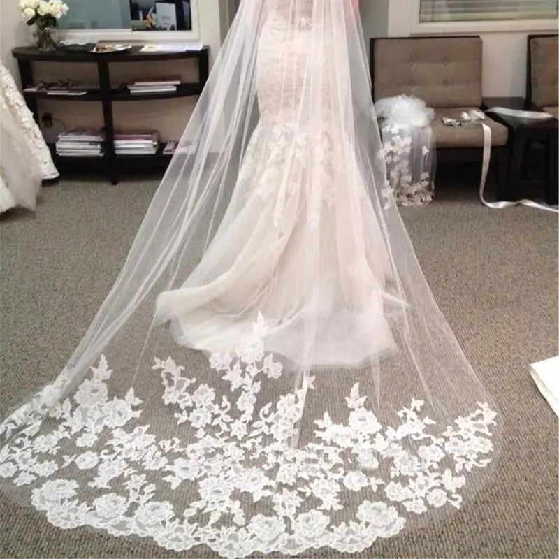 Bridal Veil 3 Meters Cathedral Lace Long Voile For Wedding