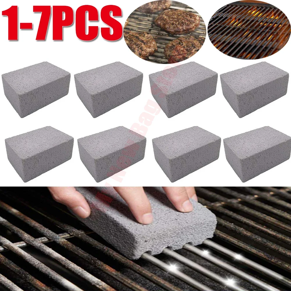 1-7PCS BBQ Grill Cleaning Brush Brick Block Barbecue Cleaning Stone Pumice Brick for Barbecue Rack Outdoor Kitchen BBQ Tools