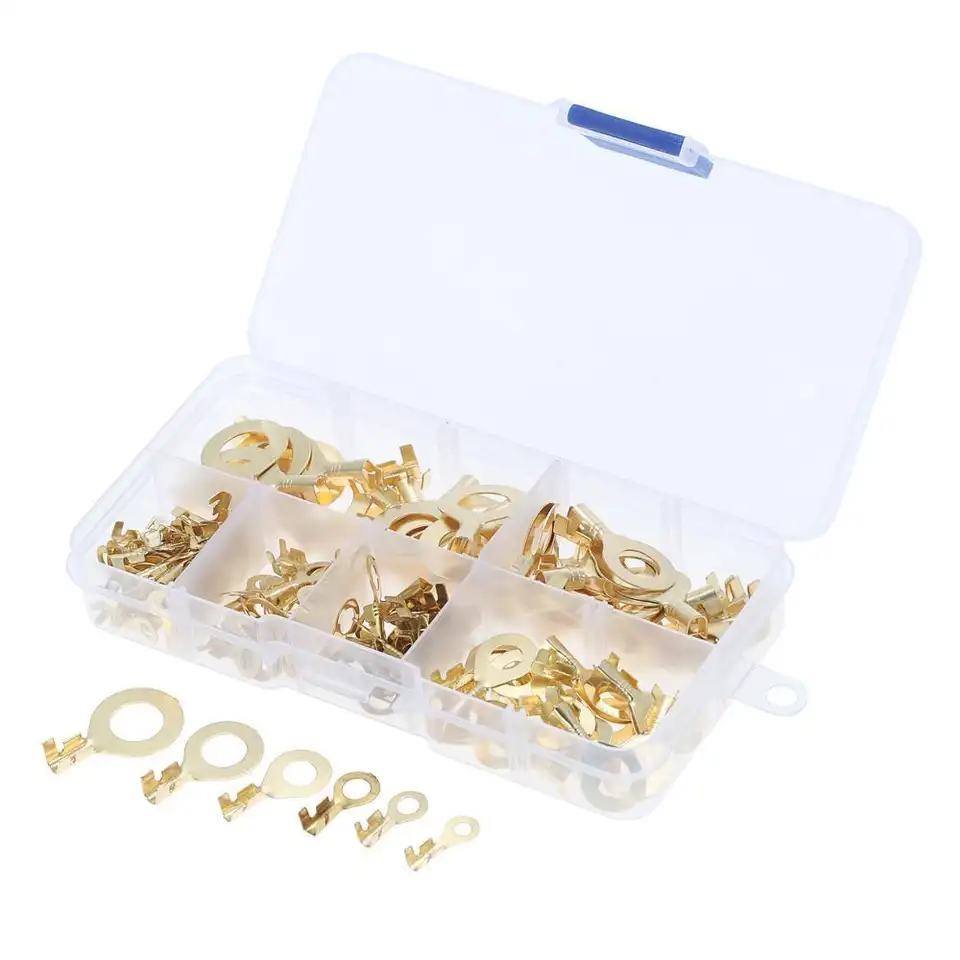 150pcs Insulated Brass Ring Crimp Terminals Wire Connectors Spade Electrical Kit M3 M4 M5 M6 M8 M10 Cable Lugs Set image 6