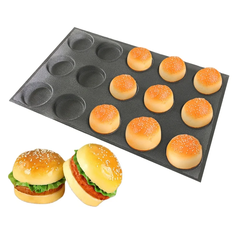 

Hot Sale Freeshipping Silicone Bun Bread Forms Perforated Hamburger Molds