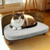 Elevated Dog Bed Pet Kitten Cat Sofa Bed for Small Dogs with Solid Wood Legs and Bent Wood Backrest Removable Washable Cover 1