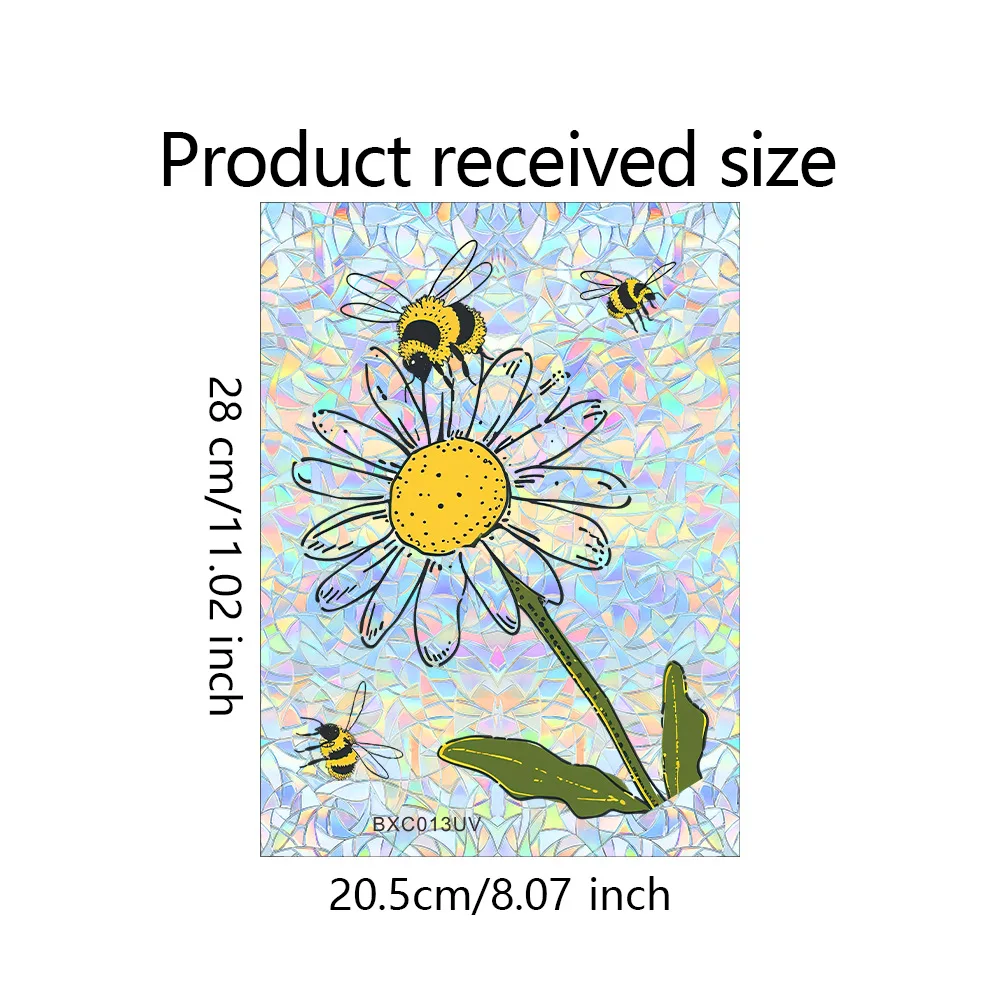 Daisy Bee Color Film Sunshine Catcher Static Electricity Patch Anti-Bird Impact Glass for Home Interior Static Stickers