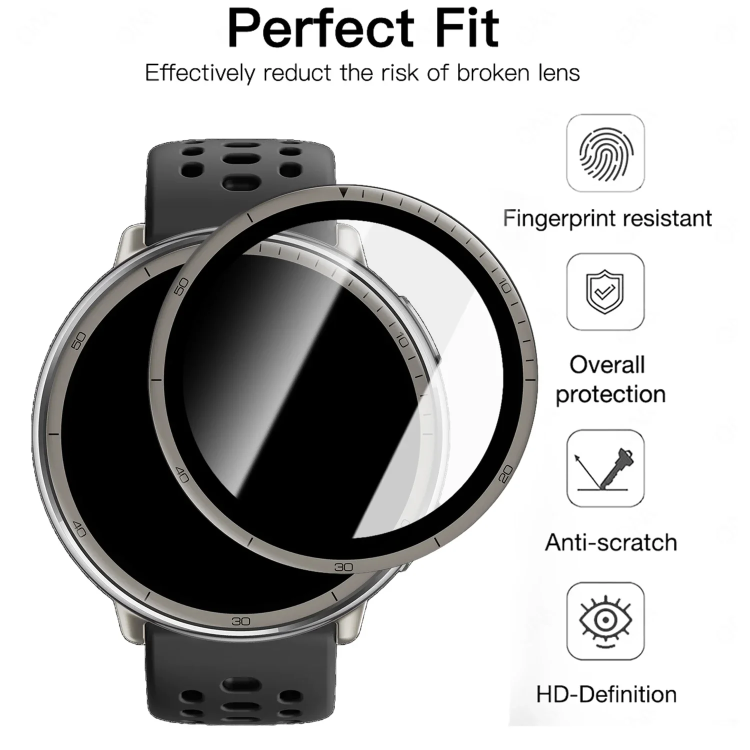 Amazfit Active 2 스마트 시계 용 1-5PCS HD 강화 유리 Clear 9H 화면 보호기 전체 범위 유리 필름 긁힘 방지