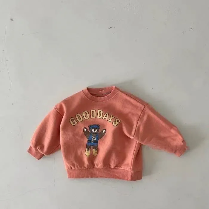 Autumn Baby Cartoon Bear T-shirt Newborn Boy Girl Letter Print Casual Tops Infant Fashion Long Sleeve Tees Toddler Cotton Tshirt
