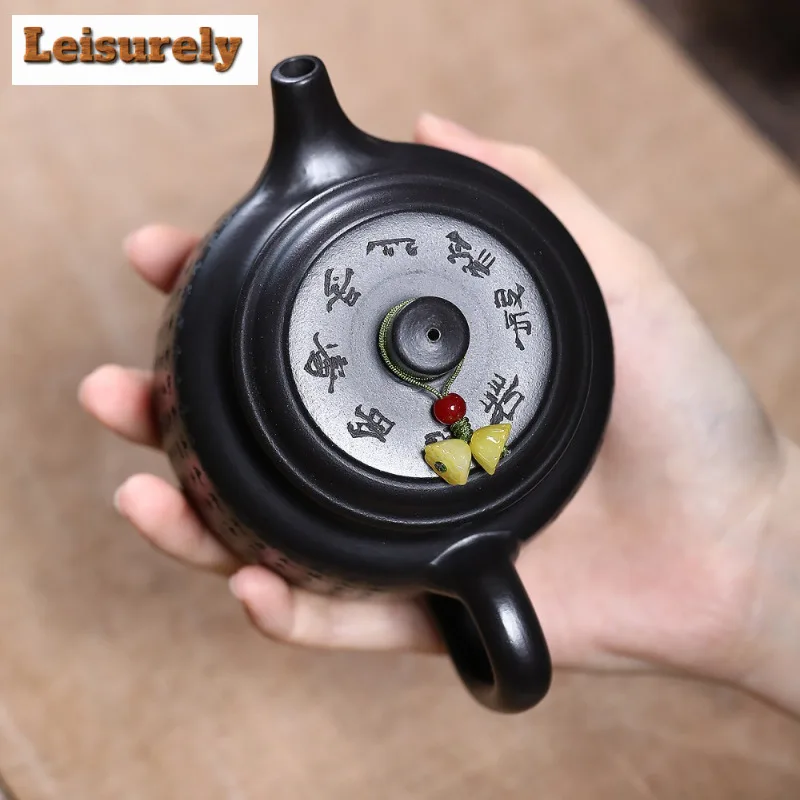 230ml Boutique Yixing Purple Clay Teapots Handmade Black De Zhong Pot Raw Ore Dahongpao Mud Kettle With Infuser Zisha Tea Set