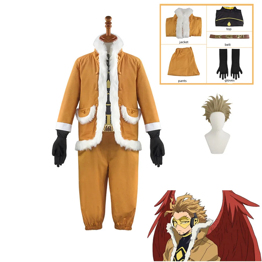 

Anime My Hero Academia Hawks Takami Keigo Cosplay Costume Adult Men Uniform Coat Shirt Pants Belt Glove Suit Halloween Party