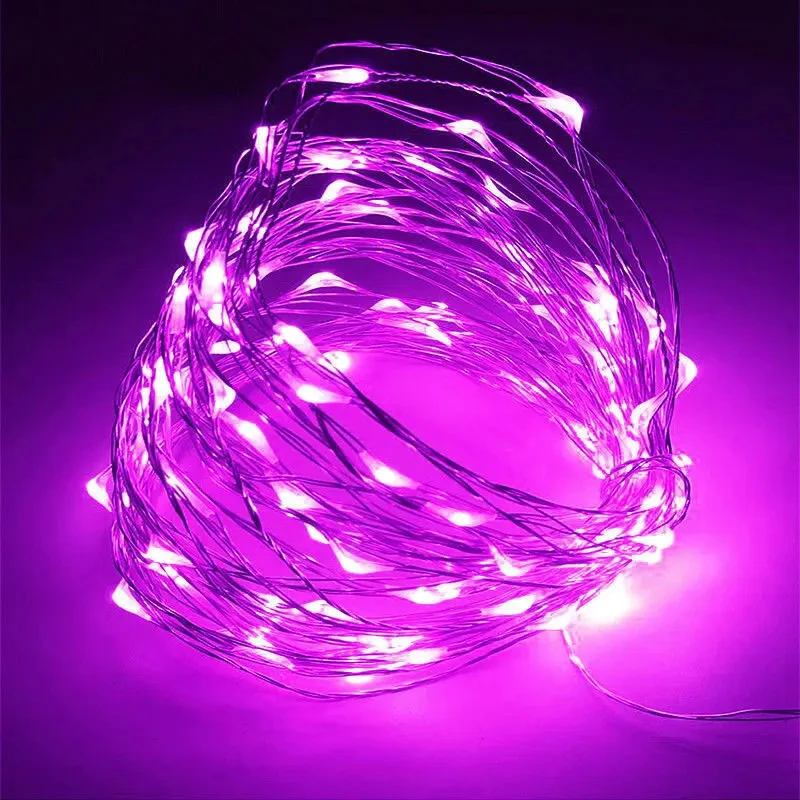 thumbnail image 1 of 1 paquete de cadena de luces LED de alambre de cobre de 1/2/3/5/10 m con pilas para decoración de dormitorio, jardín, fiesta y boda, 1 of 5