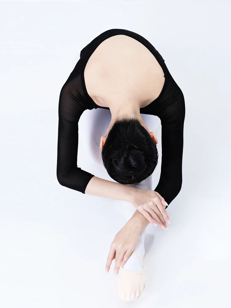 

Ballet dance leotard gymnastic costume for Lace Collar Waist length sleeves Bodysuit Gymnastics Performance Adult Yoga Costu
