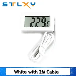 Compact Waterproof Digital Thermometer with LCD Display for Freezer and Indoor/Outdoor Use (White with 2M Cable)