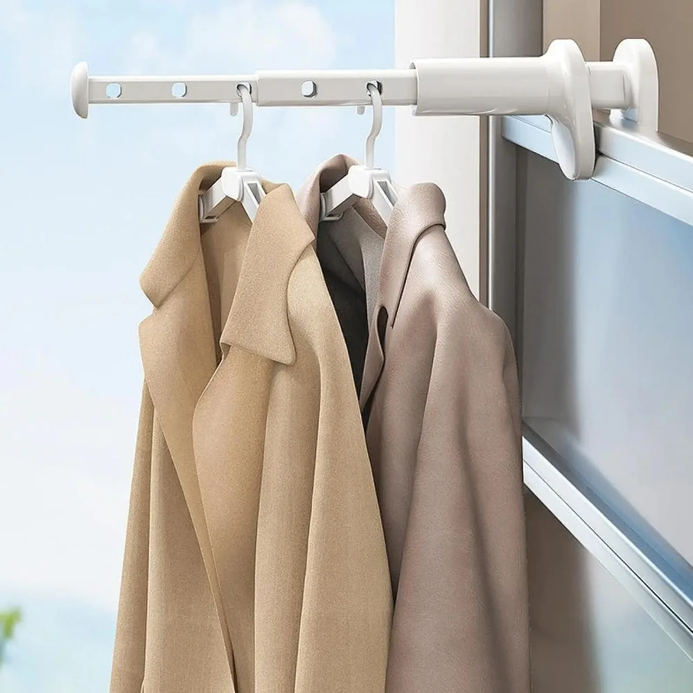 Folding Clothes Drying Rack Window Clothes Rack Foldable Clothes Hanger Drying Rack Rod for Hotel Suitable for Travel 3
