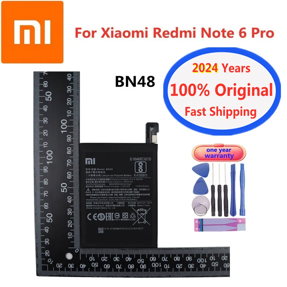 

2024 year BN48 xiao mi Original Battery For Xiaomi Redmi Note 6Pro 6 Pro Red rice Note6 Pro 4000mAh High Quality Battery + Tools