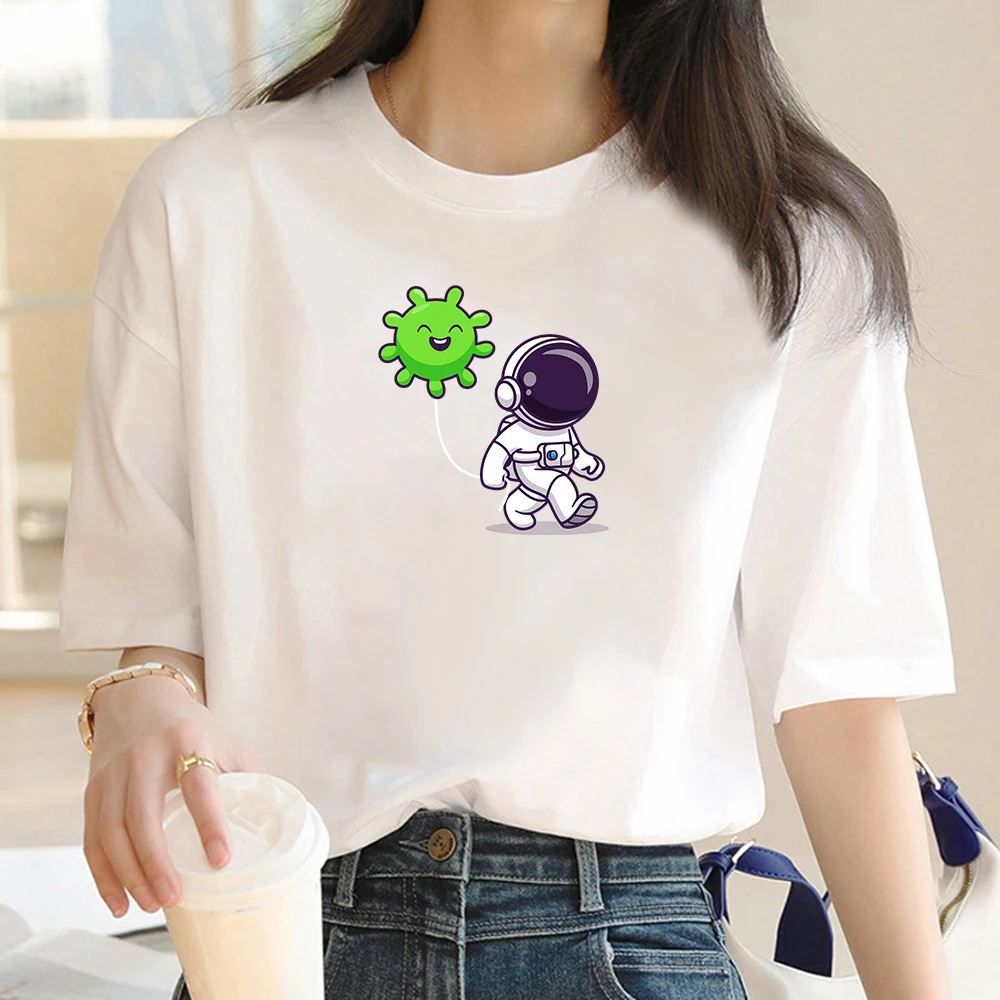

Creative fun cute cartoon T-shirt Fashion Street Astronaut Balloon female Graphic T-shirt Ladies Clothing Top Vintage T-shirt