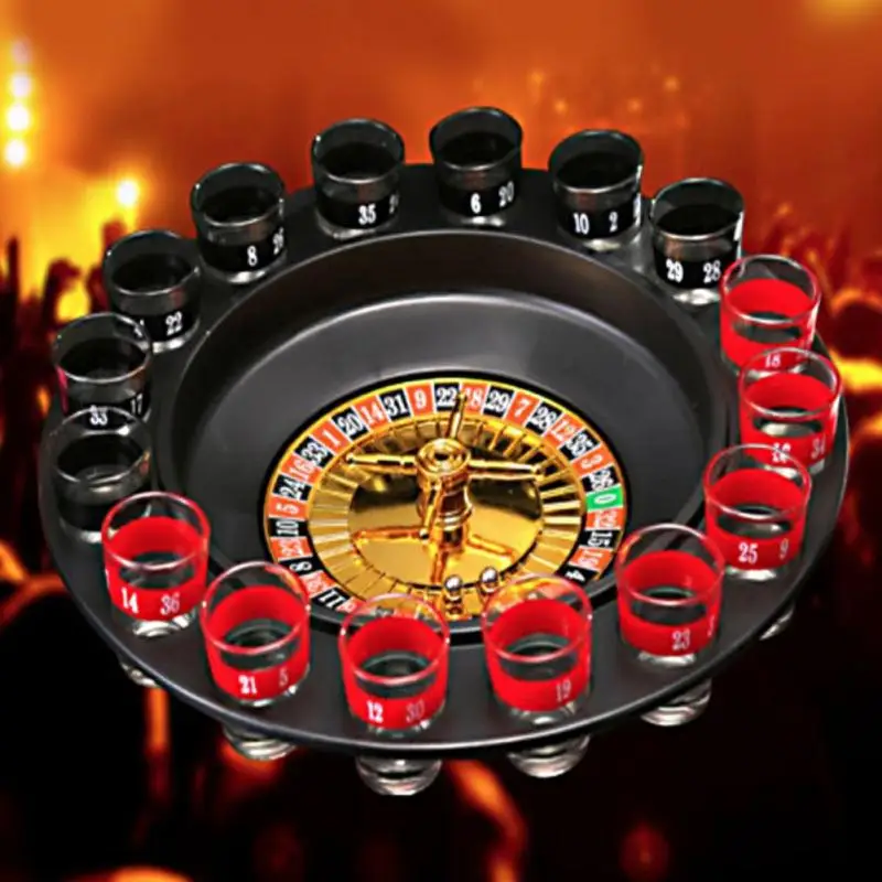 Drinking Roulette Game Set 16 Shots Russia Turntable Shot Glass Turntable Ktv Party Games Wine Glasses And Tables 16 Hole shot glasses drinking vessels wine glasses