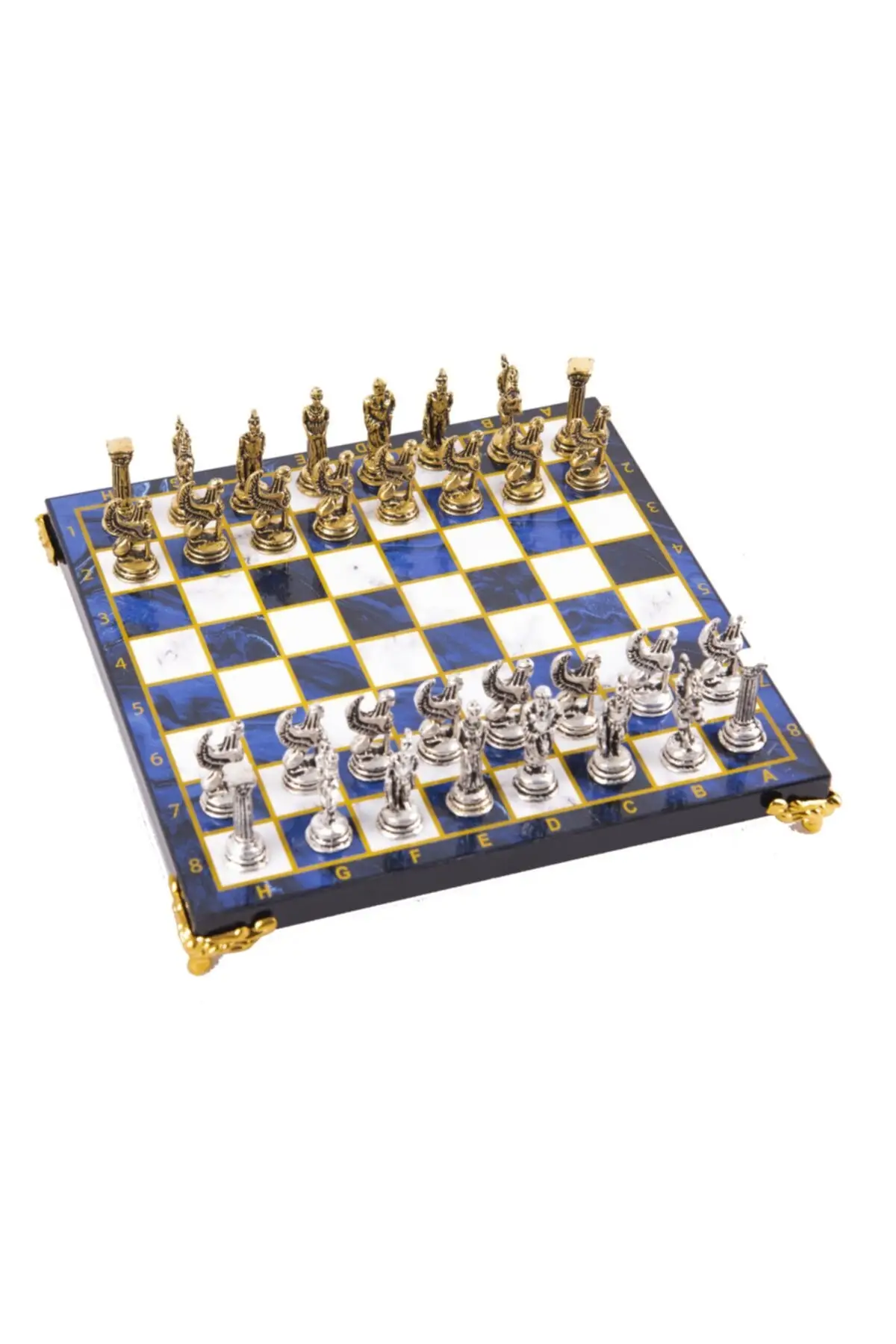 

Luxury Metal Casting Chess Team Pegasus Horses & Sky Blue Marble Patterned Board Playgroups with Special Legs Hobby