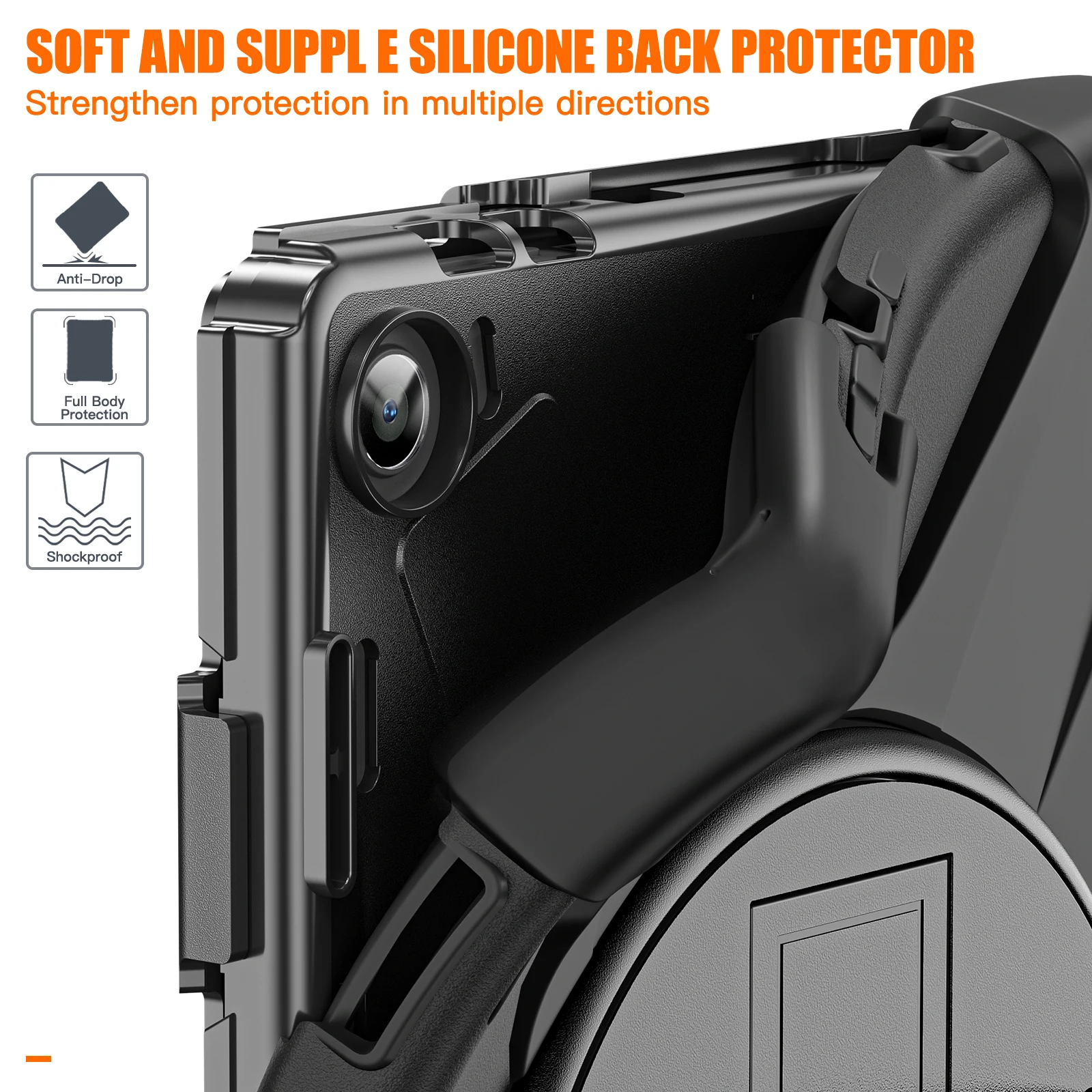 Silicone Shockproof Rotating Stand Case with Handle