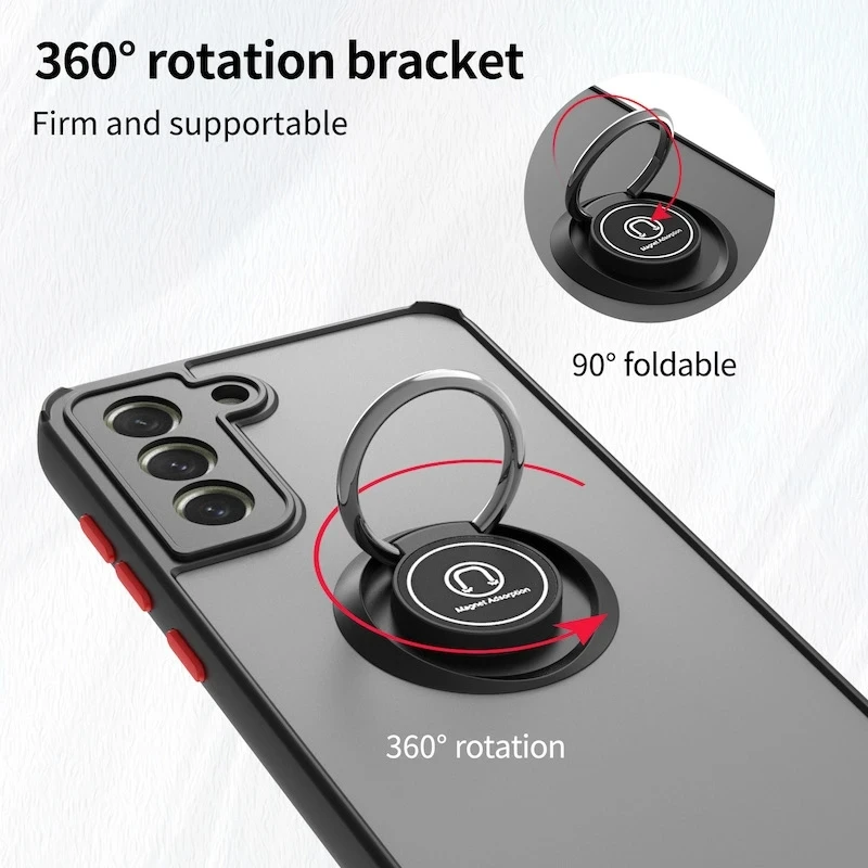Magnetic Matte Protective Ring Case - Sleek and Durable Smartphone Cover
