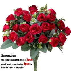 Elegant Silk Peony and Rose Bouquet with Eucalyptus Leaves - White Artificial Flowers (Red)